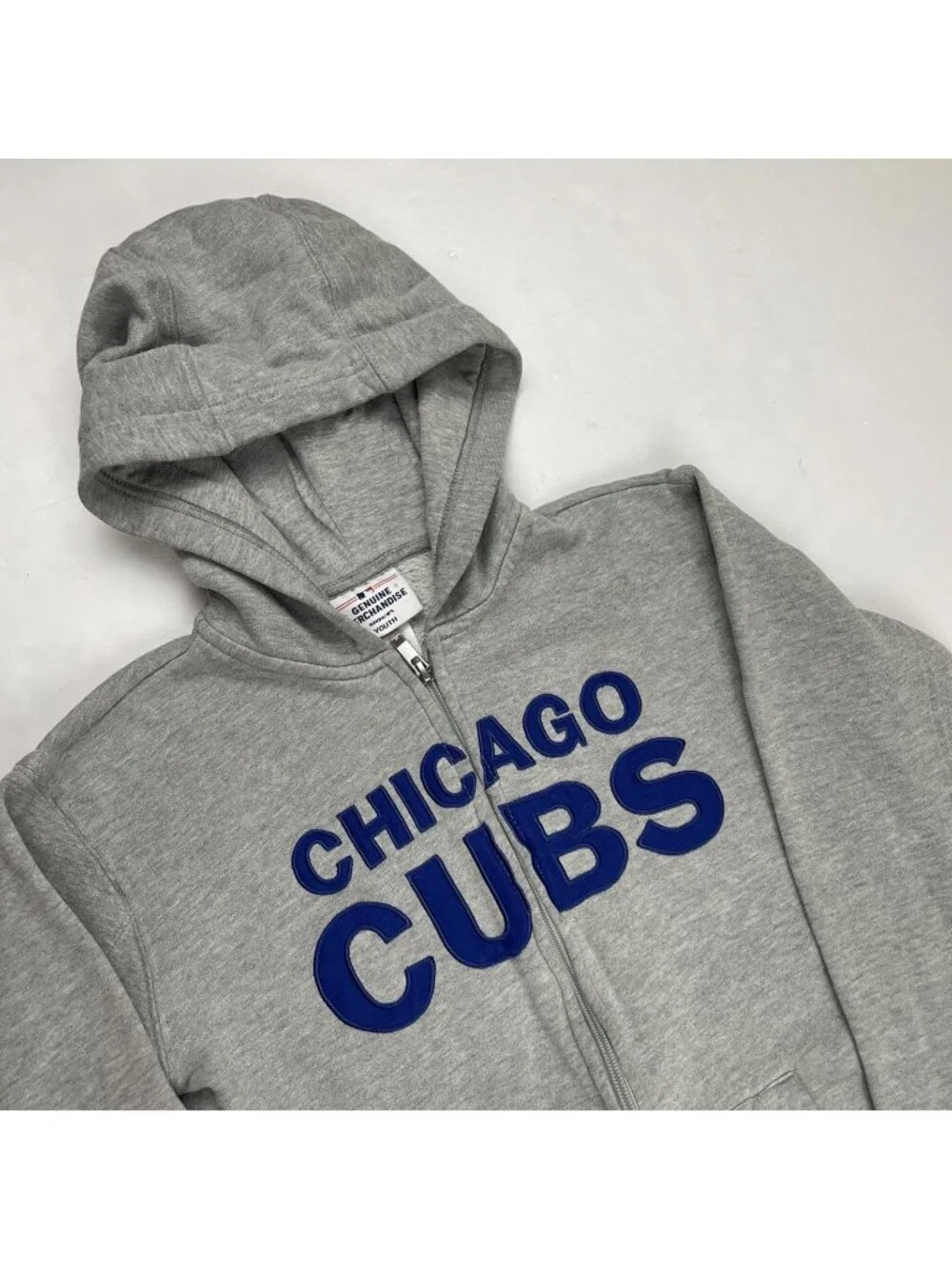 Chicago Cubs Full Zip Hoodie Youth L Gray Hooded Jacket MLB Genuine Merchandise